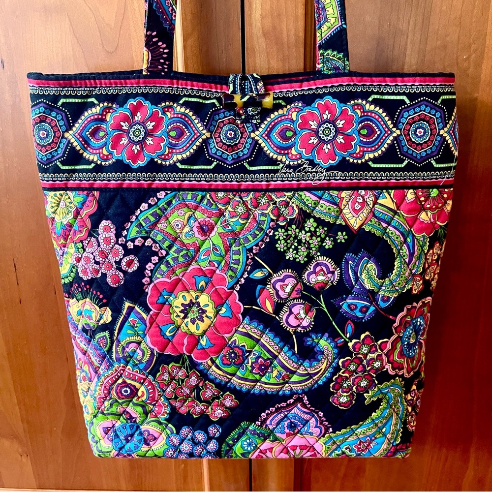 Vera Bradley Symphony In Hue Tote Shoulder Bag In Vibrant Paisley Floral Print
